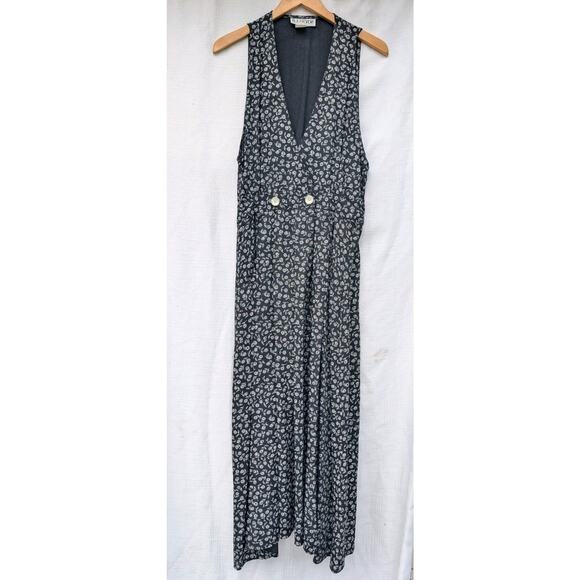 RJ Steven's Vintage Womens Floral Deep V Maxi Jumper Sz 10 Plunge Artsy 90s - Picture 1 of 6